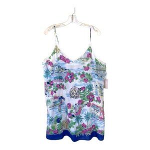 Gap Tropical Tiger w/Hibiscus Flower Print Women's Long Slip Dress Size XL